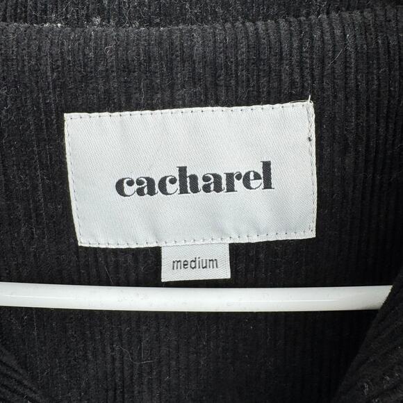 Cacharel Quilted Corduroy Jacket Mens Medium Black Lined Snap Down - Picture 8 of 10